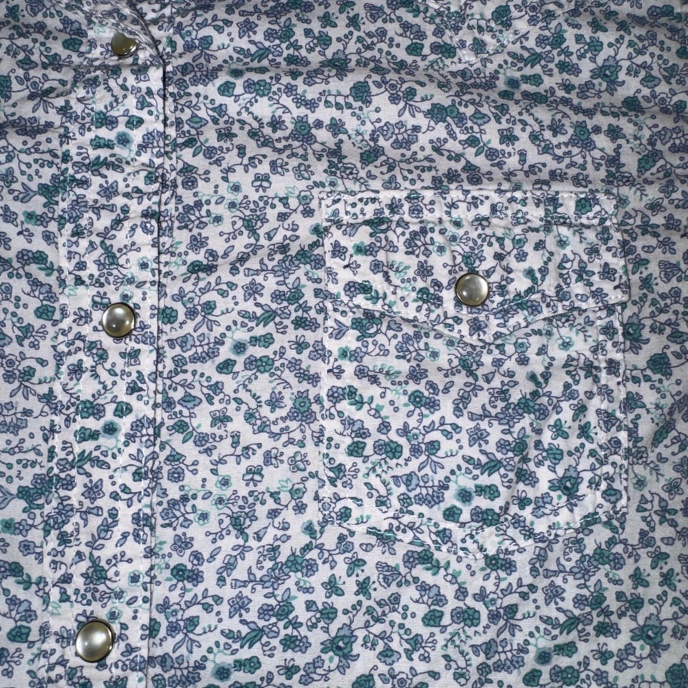 Wrangler Wrancher Womens Blue Floral Western Pearl Snap Short Sleeve Shirt M - Picture 3 of 13